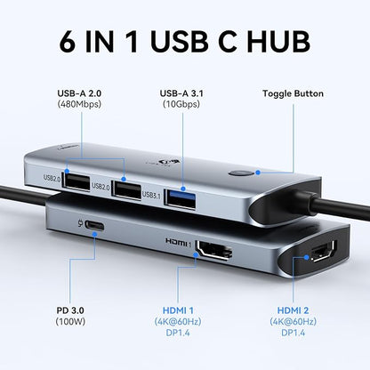USB C Docking Station Dual Monitor, LIONWEI Laptop USBC Dock Multiport Adapter - Image 2