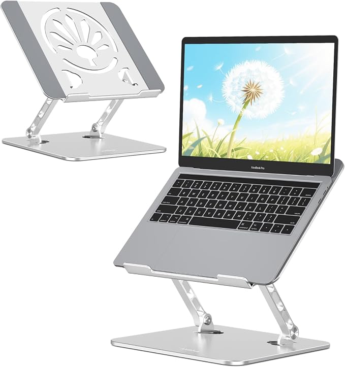 Aluminum Laptop Stand for Desk – Adjustable Ergonomic Laptop Riser, Foldable & by Axbima