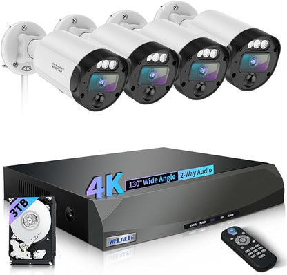 【130° Ultra Wide-Angle & 90 Days Storage】 Outdoor Wired Security Camera System by WEILAILIFE