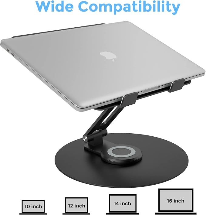 Swivel Laptop Stand for Desk, Adjustable Height Aluminum Computer Stand - Image 3