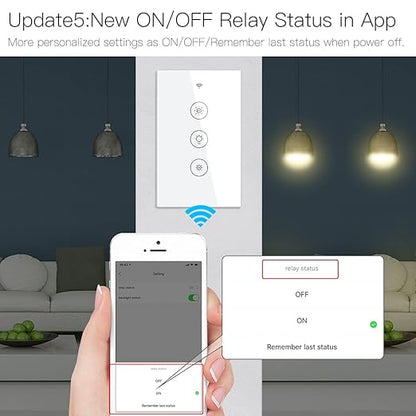 MOES WiFi RF Smart Light Dimmer Switch, Smart Life/Tuya APP Relay Status - Image 5
