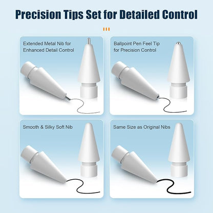 Upgraded Replacement Tips for Apple Pencil Pro/1st Gen/2nd Gen/USB-C, Metal Pen - Image 7