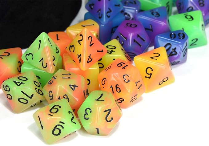 Double Color Glow in The Dark Dice Set 35 Pieces Polyhedral Dice - Image 4
