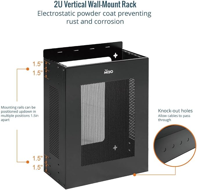 Tecmojo 2U Vertical/Horizontal Wall Mountable Server Rack, - Image 4