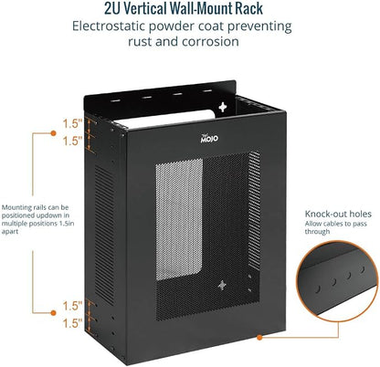 Tecmojo 2U Vertical/Horizontal Wall Mountable Server Rack, - Image 4