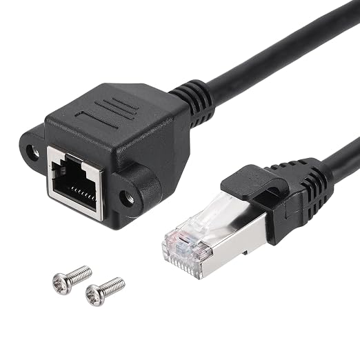 MECCANIXITY Cat6 Ethernet Extension Cable, 3.3Ft RJ45 Male to Female Screw by MECCANIXITY