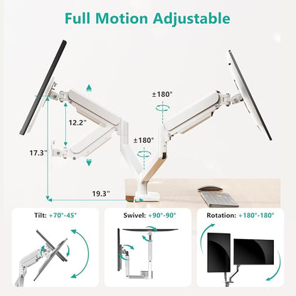 WALI Dual Monitor Stand for 17-32 inch Screens, Dual Monitor Arms for 2 - Image 3