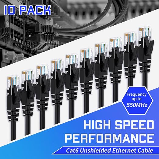 Cat6 Ethernet Cable 6 Feet 10 Pack Network RJ45 Cat6 Internet Patch Cable - Image 2
