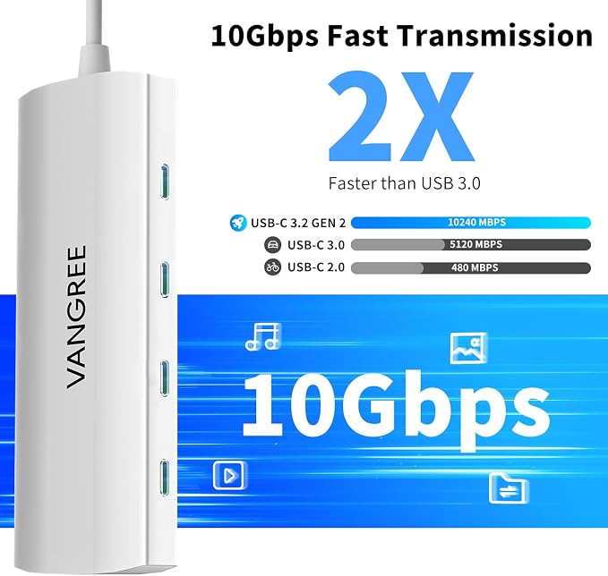 USB C to USB C Hub 10Gbps, 3 USB 3.2 Gen 2 Ports, 4K@60Hz HDMI, 100W PD - Image 3