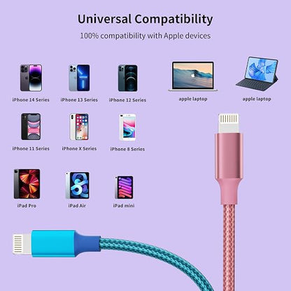 iPhone Charger, Charging Cable 4 Pack MFi Certified Nylon Braided USB to iPhone - Image 6