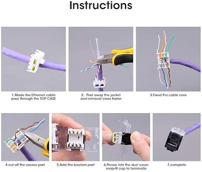 AMPCOM CAT6 Keystone Jack Tool-Less RJ45 UTP, No Punch-Down Tool Required - Image 5
