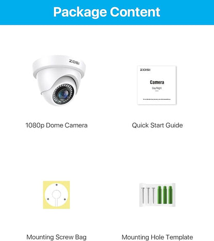 ZOSI 1080p Dome Security Cameras, 2MP Day Night Weatherproof Surveillance CCTV - Image 9