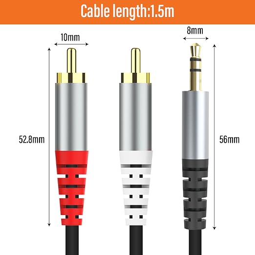 RCA to 3.5mm AUX Cable, 3.5mm 1/8 to RCA 2-Male Headphone Jack Adapter Y - Image 6