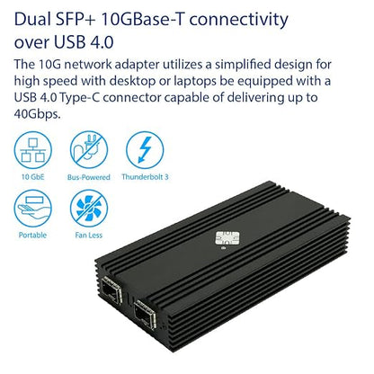 USB 4.0 Type-C 10G to Dual Fiber SFP+ Port Network Adapter - Image 8