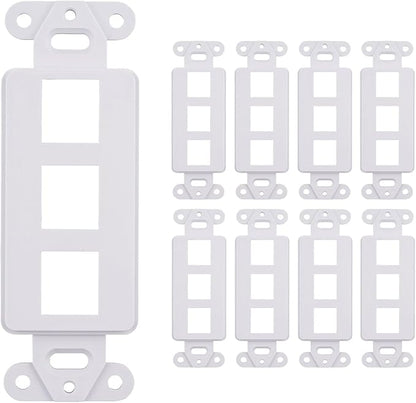 10 Pack Keystone Wall Plate 3 Port, Cat6 Cat5, Home & Office Installations by SATMAXIMUM