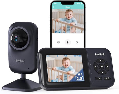 Video Baby Monitor with App, 2.8" Screen 14h Battery, Sound Detection, Night by Envilink