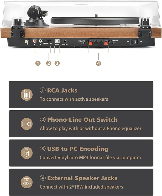 Record Player Vinyl Bluetooth Turntable - Image 4