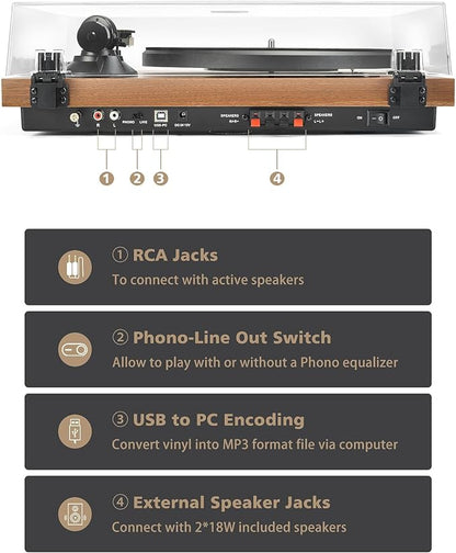 Record Player Vinyl Bluetooth Turntable - Image 4