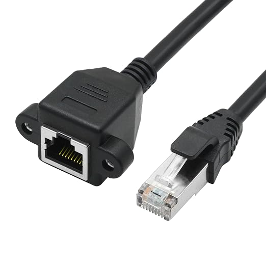 2Pcs Cat6 Ethernet Extension Cable 1FT, RJ45 Male to Female Ethernet Panel Mount - Image 2