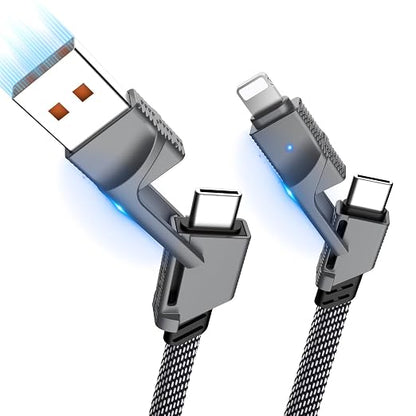 2Pack 6FT 4 in 1 USB C Cable for Lightning, 60W Fast Charging, Flat Braided by bobosogo