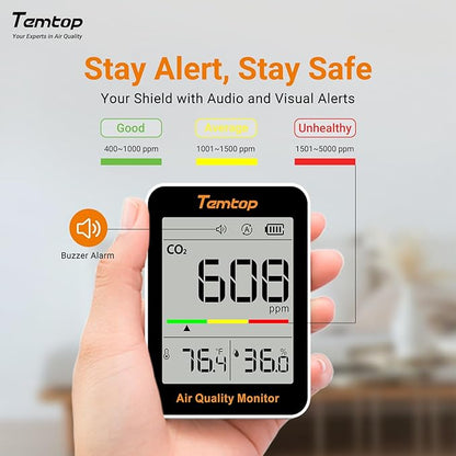 Temtop C1 Dual Pack CO2 Monitor Indoor Air Quality Monitor Portable CO2 Meter - Image 5