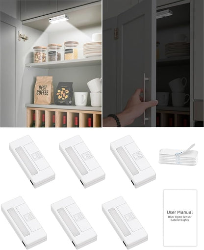 6 Pack Door Open Sensor Cabinet Lights, Cordless LED Cabinet Closet Light - Image 7