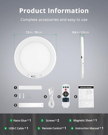 Bojim Wireless Waterproof Shower Light Rechargeable Motion Sensor Closet - Image 9