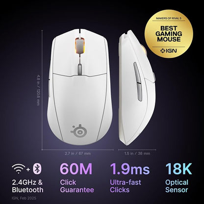 SteelSeries Rival 3 Wireless Gen 2 Gaming Mouse — 2.4GHz and Bluetooth — 18000 - Image 2