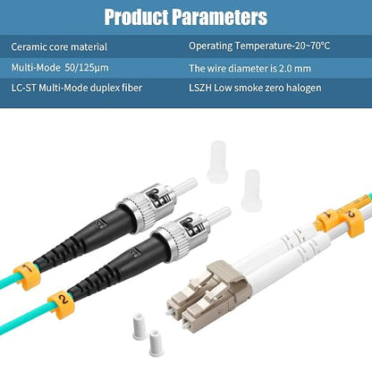 Fibergaga-OM3 LC to ST Multi-Mode Fiber Patch Cable, Duplex 50/125µm 10G/40G - Image 4
