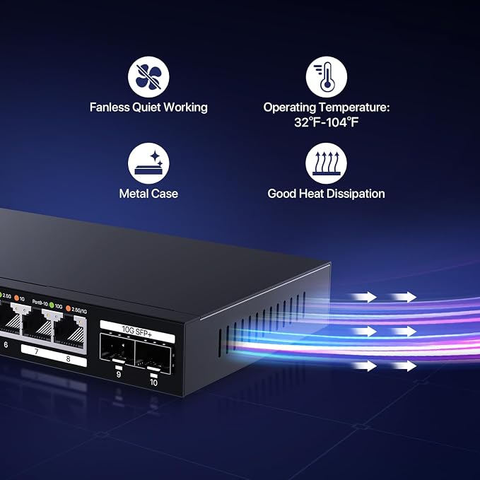 Tenda TEM2010X 8 Port 2.5G Ethernet Switch, Unmanaged 2.5Gb Switch - Image 5
