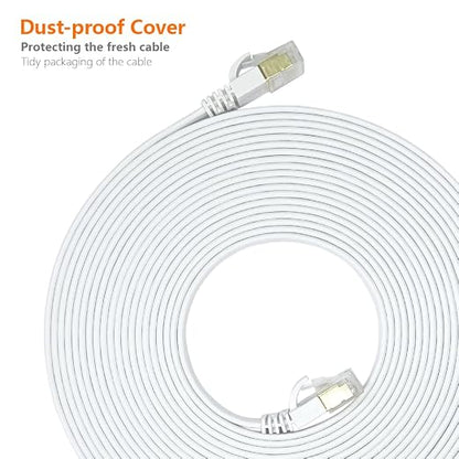 Cat7 Ethernet Cable 30FT-Flat-White-10Gbps Ultra Slim High Speed Double Shielded - Image 7