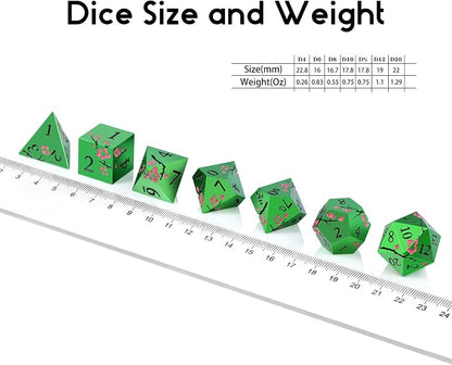 Matt Green Metal Dice Set, DNDND 7 PCS Heavy Metallic D&D Dice Set - Image 5