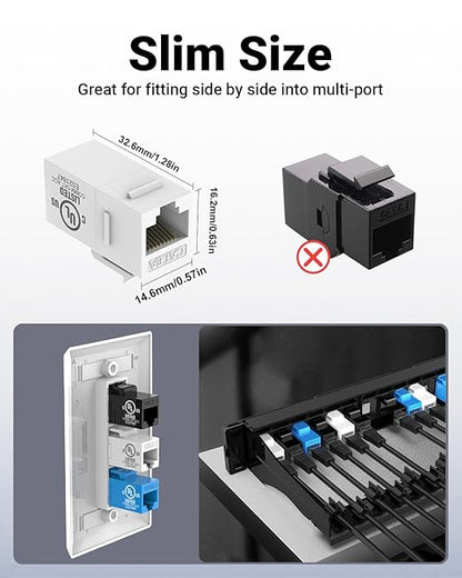 VCE UL Listed 25-Pack RJ45 CAT6 Keystone Coupler Female to Female Insert Coupler - Image 6