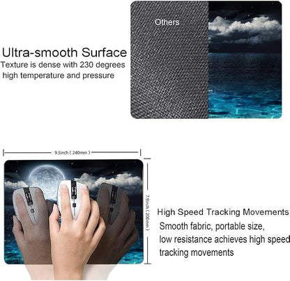 Moon Illuminating The Clear Blue Ocean Design Mouse Pad, Mouse Mat Square - Image 3