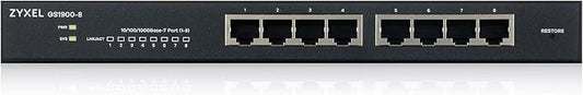 Zyxel 8 Port Ethernet Switch | Smart Managed Gigabit Network Switch | 8X GbE - Image 2