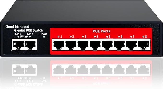 STEAMEMO 10-Port Gigabit Managed PoE Switch by STEAMEMO
