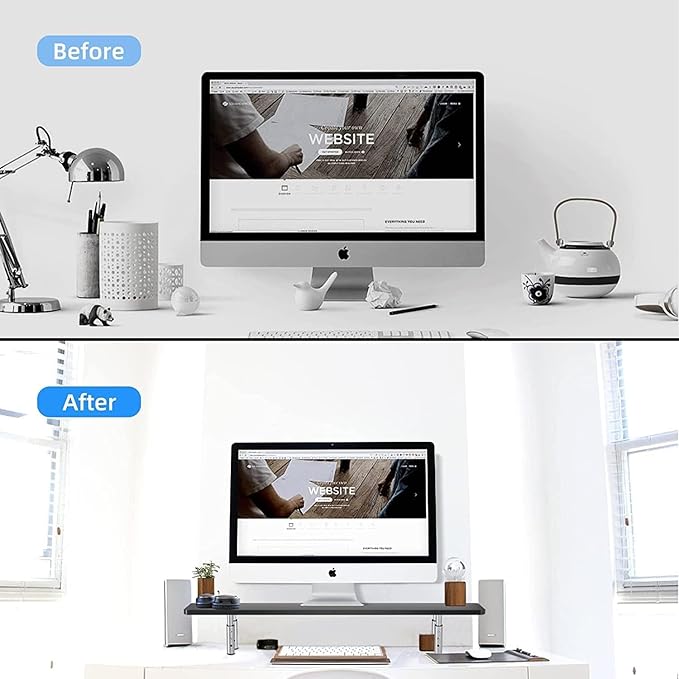 suptek Dual Monitor Stand Riser, Large Monitor Laptop Stand Riser 3 Adjustable - Image 6
