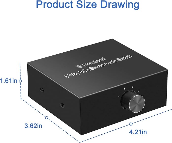 4-Way Stereo L/R Sound Channel Bi-Directional Audio Switcher, 1 in 4 Out or 4 - Image 5