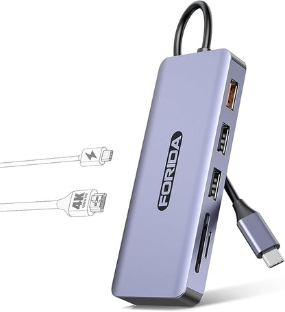 USB C Hub, 7 Ports USB C MultiPort Adapter by FORIDA-Besttecforusbhubdockingstation