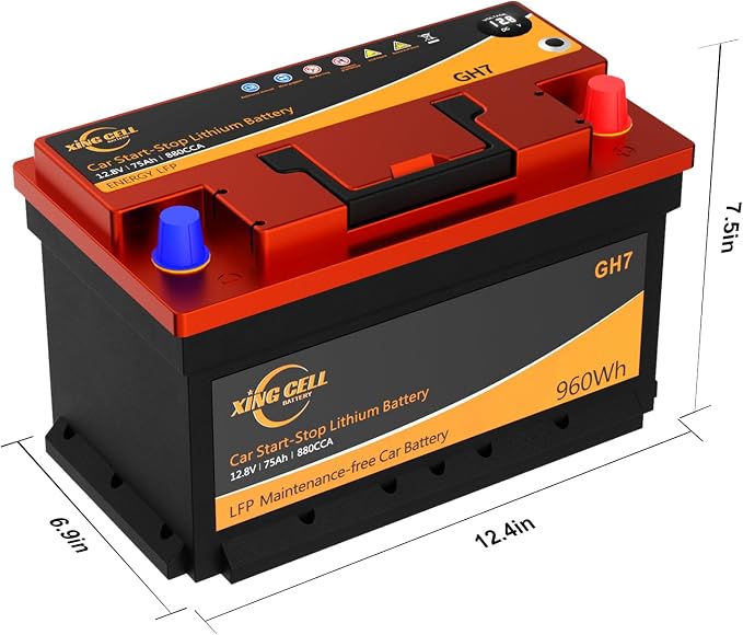 XingCell H7 Group 94r 12V 75Ah 880CCA LiFePO4 Lithium Car Battery - Image 3