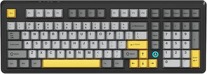 NACODEX Ajazz AK980 Grey Yellow Wireless Mechanical Gaming Keyboard, Tri-Mode by NACODEX