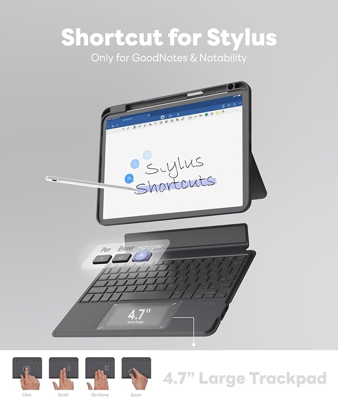 EIP Bluetooth Keyboard Case for iPad Air 13 inch, 7-Color Backlit Keys - Image 4