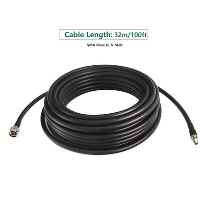 100ft N Male to SMA Male Cable, SMA to N Cable 50 ohm Ultra Low Loss KMR240 - Image 9