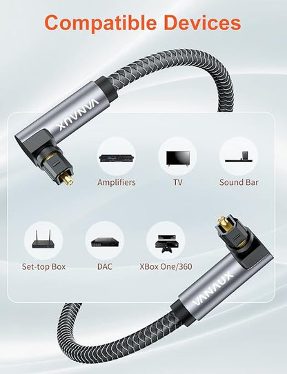 VANAUX Double 90 Degree Optical Cable, SPDIF Audio Optical Cable, 360 Degree - Image 5