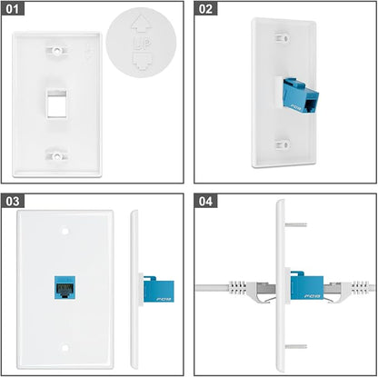 FGB 1-Port Keystone Wall Plate 20-Pack, Low-Profile Single Gang Wall Plates - Image 6