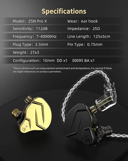 KZ ZSN PRO X IEM Earphones Dual Driver in Ear Monitor 1BA 1DD Wired Earphones - Image 9