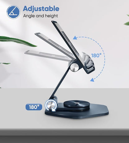 Foldable Aluminum Tablet Stand for Desk, 360° Swivel iPad & Tablet Holder – - Image 3
