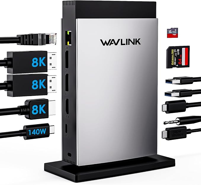 WAVLINK Laptop Docking Station 3 Monitors, 11-in-1 USB C Docking Station by WAVLINK%C2%AE