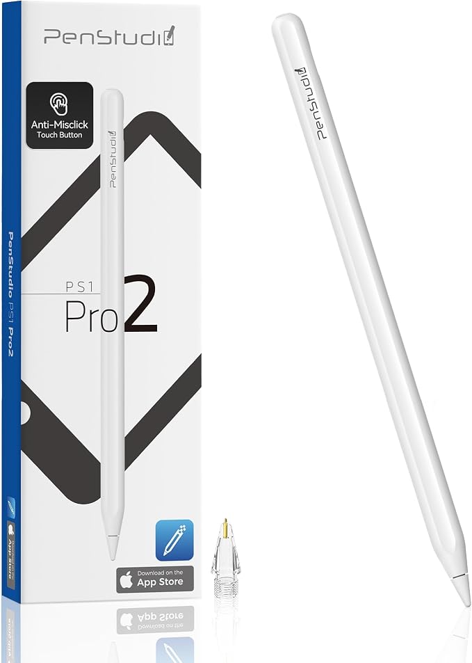 PS1-Pro2 Stylus Pen for Apple iPad 2018-2025｜Anti-Misclick Custom Shortcuts by Penstudio