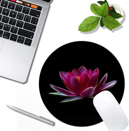 Lotus Flower Water Plant Mouse Pad Round Non-Slip Rubber Mousepad Laptop Office - Image 4